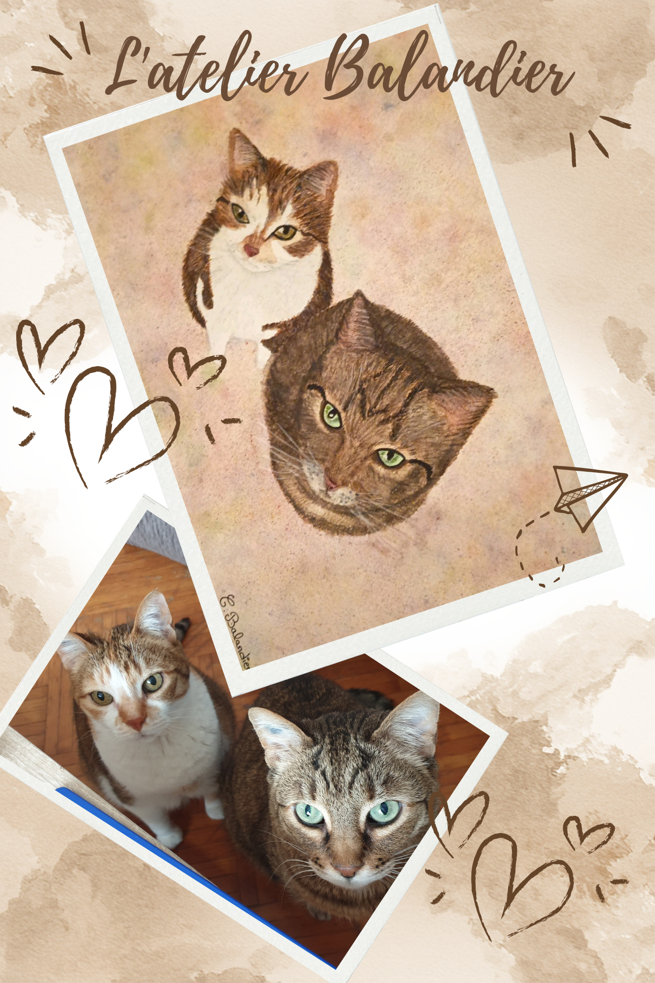 Portrait animalier personnalisé (2 animaux)